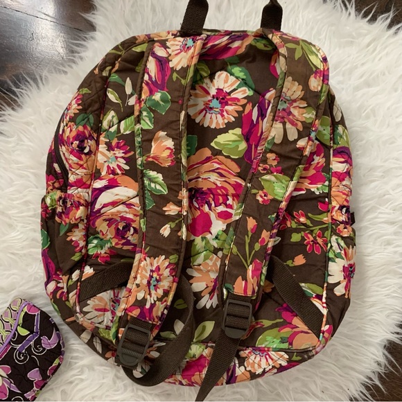Vera Bradley backpack + bonus zipper coin pouch pre-loved condition English Rose - Picture 4 of 11